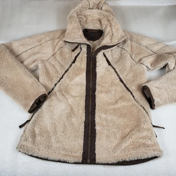 Kuhl Flight Fleece Jacket - Women's Large Stowaway Hood Hooded Full Zip Hiking - Picture 2 of 11